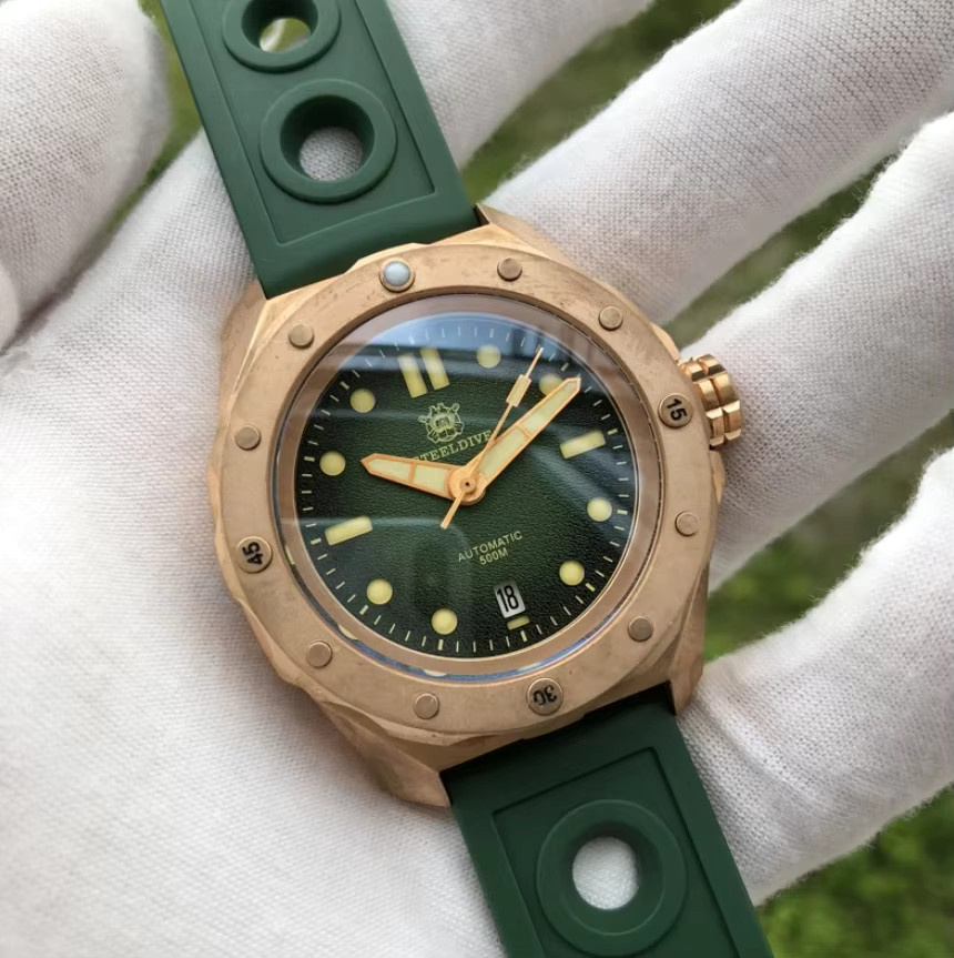 STEELDIVE Armbanduhr Automatik, Bronze, Herren, 46 mm, Silikon - Bild 4