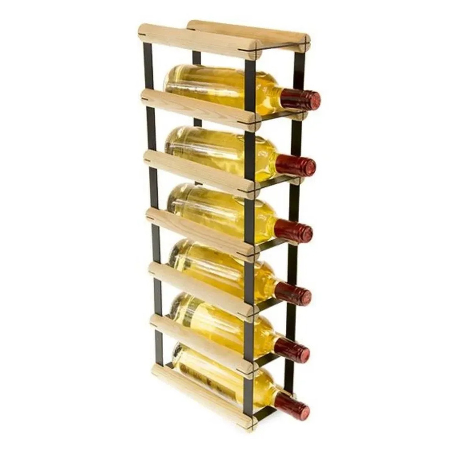 PROREGAL Modulares Weinregal Vinotega Mod Metal aus massivem Kiefernholz in Natur, H x B x T: 62,5 x 12,5 x 24,5 cm, Platz für 6 Flaschen - Bild 2