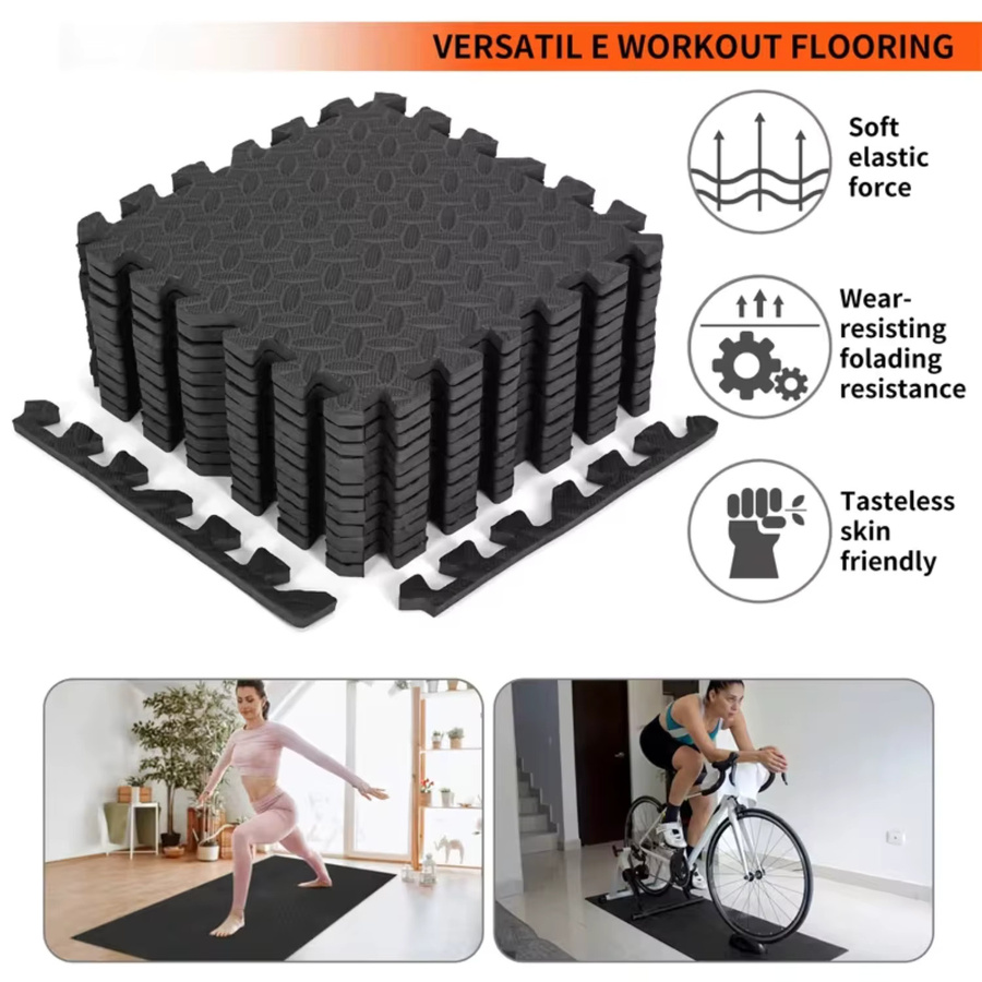 DHDH EVA-Schaumstoff-Bodenmatten Set aus 16 oder 20 Stück, ineinandergreifende Fliesen in Grau und Schwarz, rutschfest, wasserdicht und stoßfest für Fitnessraum, Spielzimmer oder Garage - Bild 3