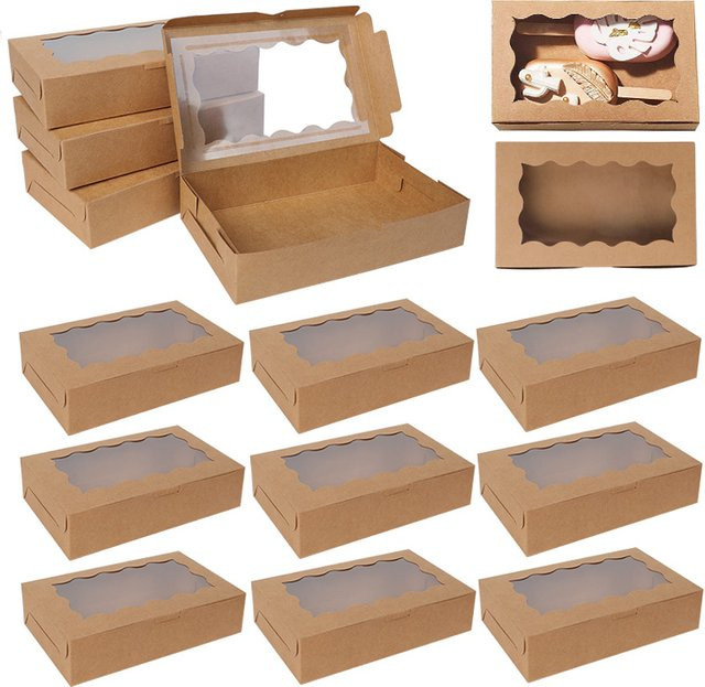 Weiße Kraftpapier-Geschenkboxen mit Fenster für Muffins, Cupcakes und Süßigkeiten zur Verpackung bei Hochzeiten oder Babypartys - Bild 1