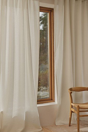 Jotex MILLY Vorhang aus Leinenmischung im 2er-Pack, halbtransparent, Beige/Weiß, Breite: 140 cm - Bild 1
