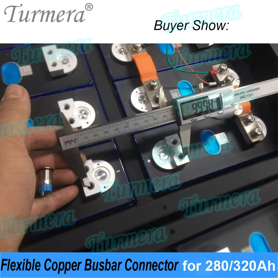 Turmera 12V Sammelschiene für LiFePO4-Batterien mit flexiblem Kupferanschluss, Farbe: Silber, B/T/H: 90 x 56 x 2 mm, 400 A, passend für 280 Ah und 320 Ah Batterien - Bild 3