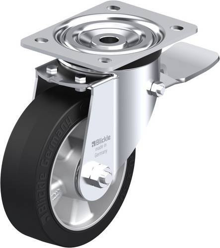 Blickle L-ALEV 150K-ST Lenkrolle mit Feststeller in Schwarz und Silber, Rad-Durchmesser: 150 mm, Tragfähigkeit: 400 kg - Bild 1