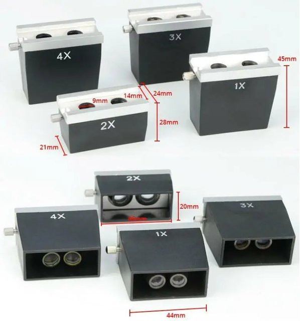 SRATE Stereomikroskop Objektivlinse Binokular-Ersatzteil Set mit 1X, 2X, 3X und 4X Vergrößerung - Bild 1