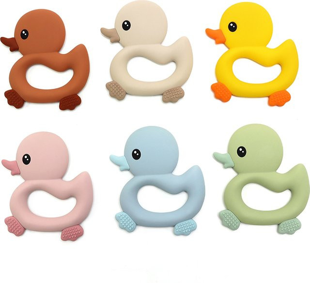 moonpie Baby-Enten-Beißring, Silikon, beige - Bild 1