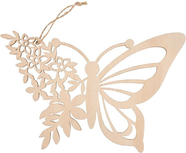 VBS Schmetterling Anhänger Flora in Beige aus Sperrholz mit Blütenornament - Bild 1