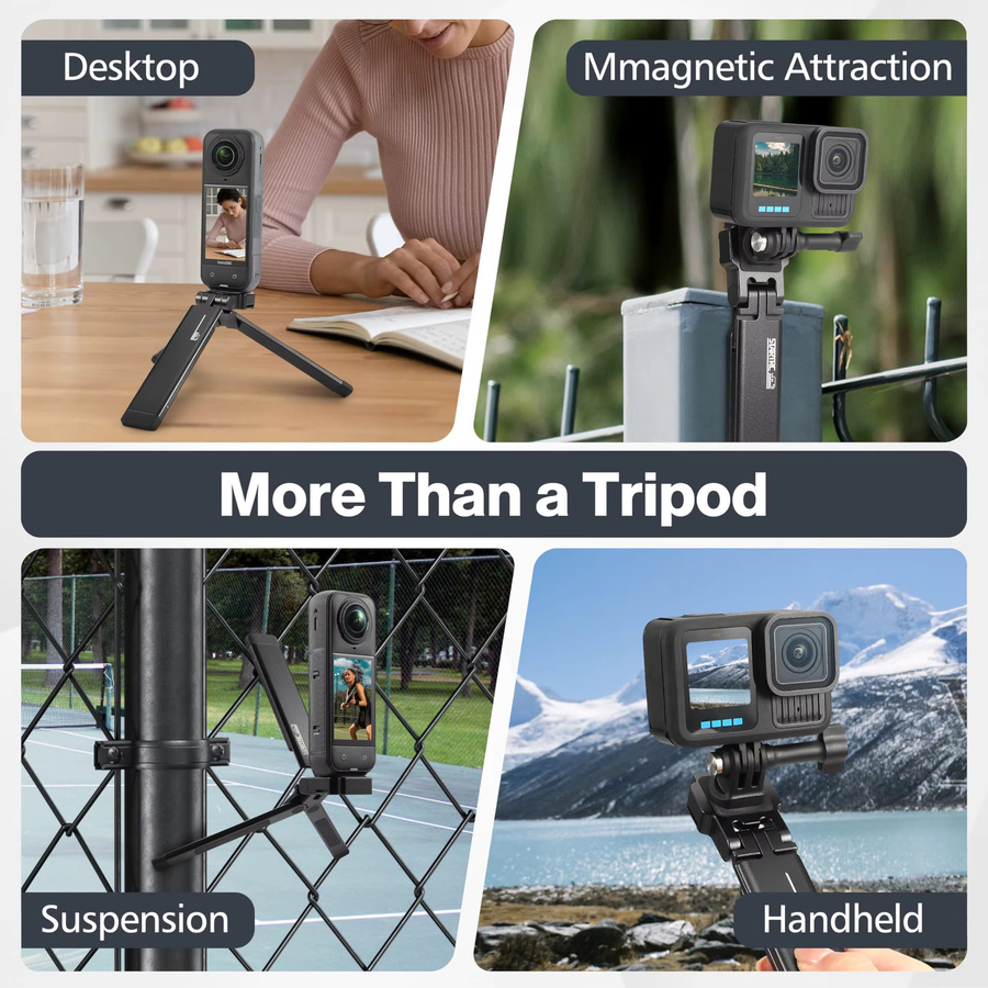 Magnetische Mini-Stativhalterung in Schwarz für DJI Pocket, Osmo Action und GoPro als Zubehör für Selfie-Stick und Griff - Bild 4