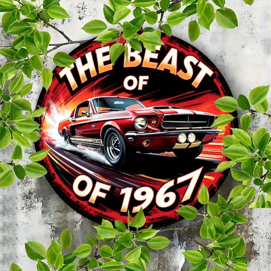 CIFBUY Retro 1967 Muscle Car Aluminium-Blechschild Vintage Wanddekoration, B/H: 20,0 x 20,0 cm, Mehrfarbig - Bild 6