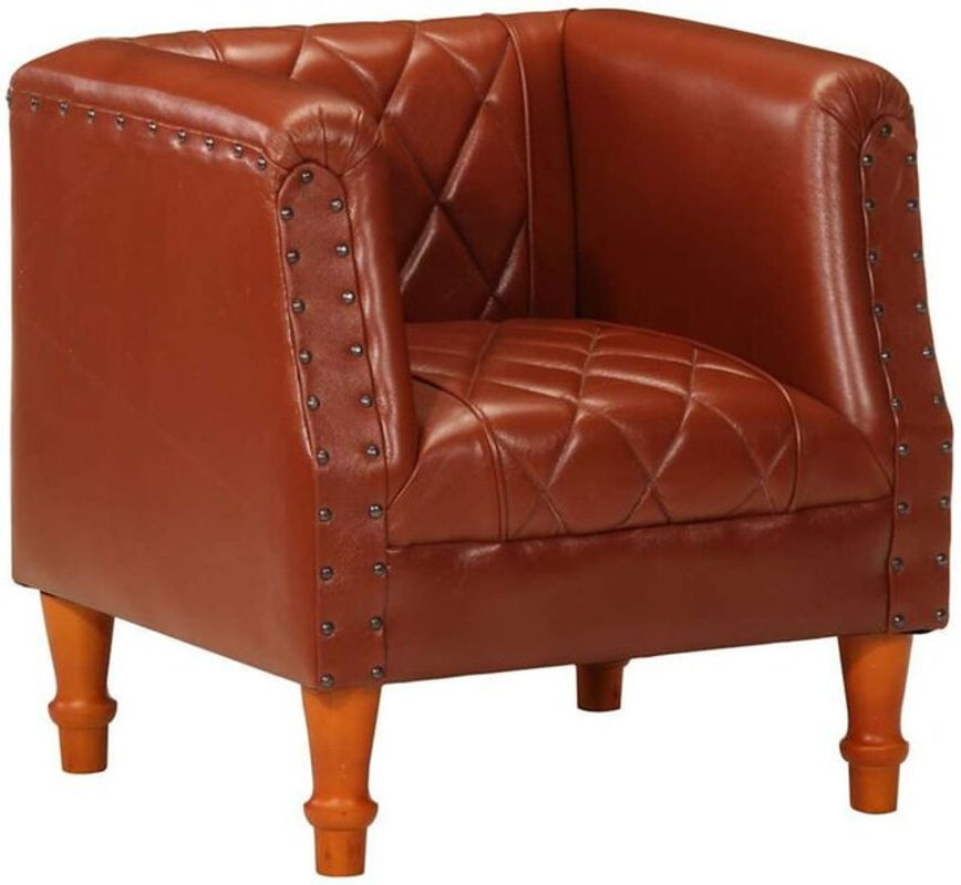 VIDAXL Cocktailsessel aus braunem Echtleder und Massivholz im Retro-Design - Bild 1