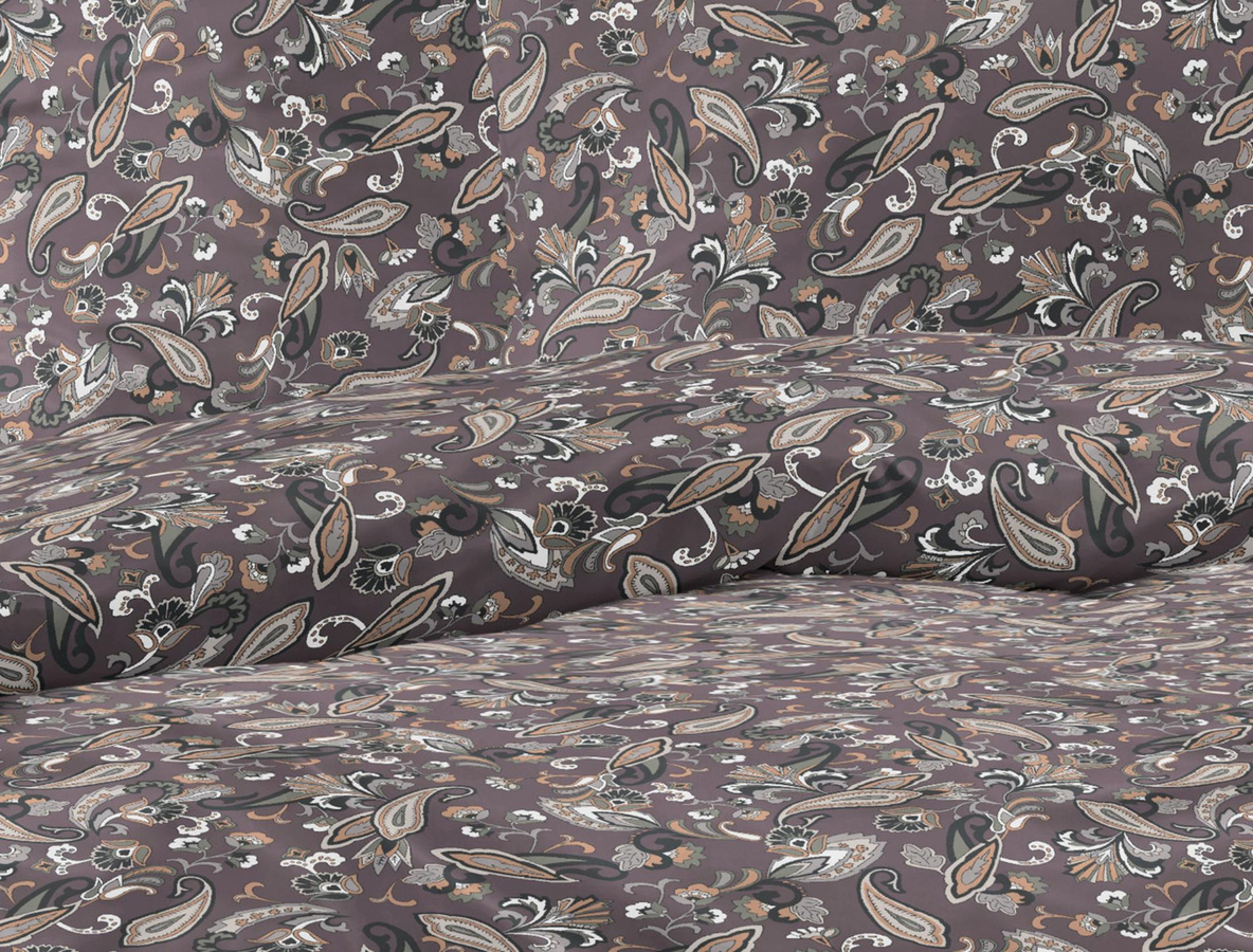 Irisette Sky Mako-Satin Bettwäsche Paisley in Beere und Sand, B/H: 135 x 200 cm mit Kissenbezug 80 x 80 cm - Bild 1