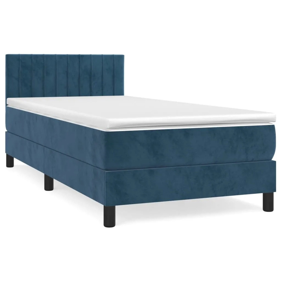 vidaXL Boxspringbett mit Matratze Dunkelblau Samt B/T/H: 100 x 200 x 203 cm - Bild 2