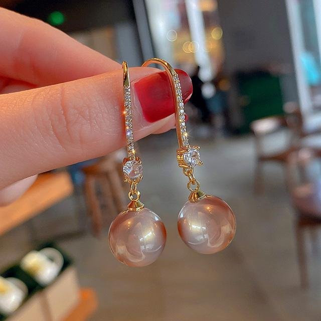 Wucifang Jewelry Ohrringe, Tropfen, Edelstahl, Silber, Perle, Zirkonia, Damen - Bild 1
