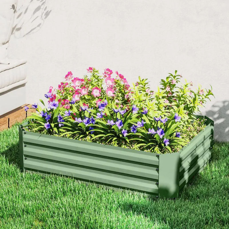 Outsunny Hochbeet aus Stahl für Garten und Balkon, stapelbares Pflanzbeet als Blumenkasten oder Gemüsebeet, B/T/H: 120 x 90 x 30 cm - Bild 6