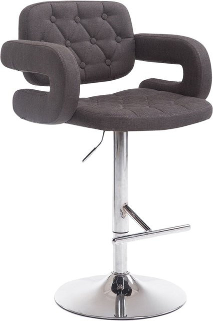 TPFLiving Barhocker Dubai mit Armlehnen, gesteppt, Dunkelgrau, Metallgestell in Chromoptik, Höhe: 103 cm, Breite: 55 cm, Tiefe: 62 cm - Bild 1