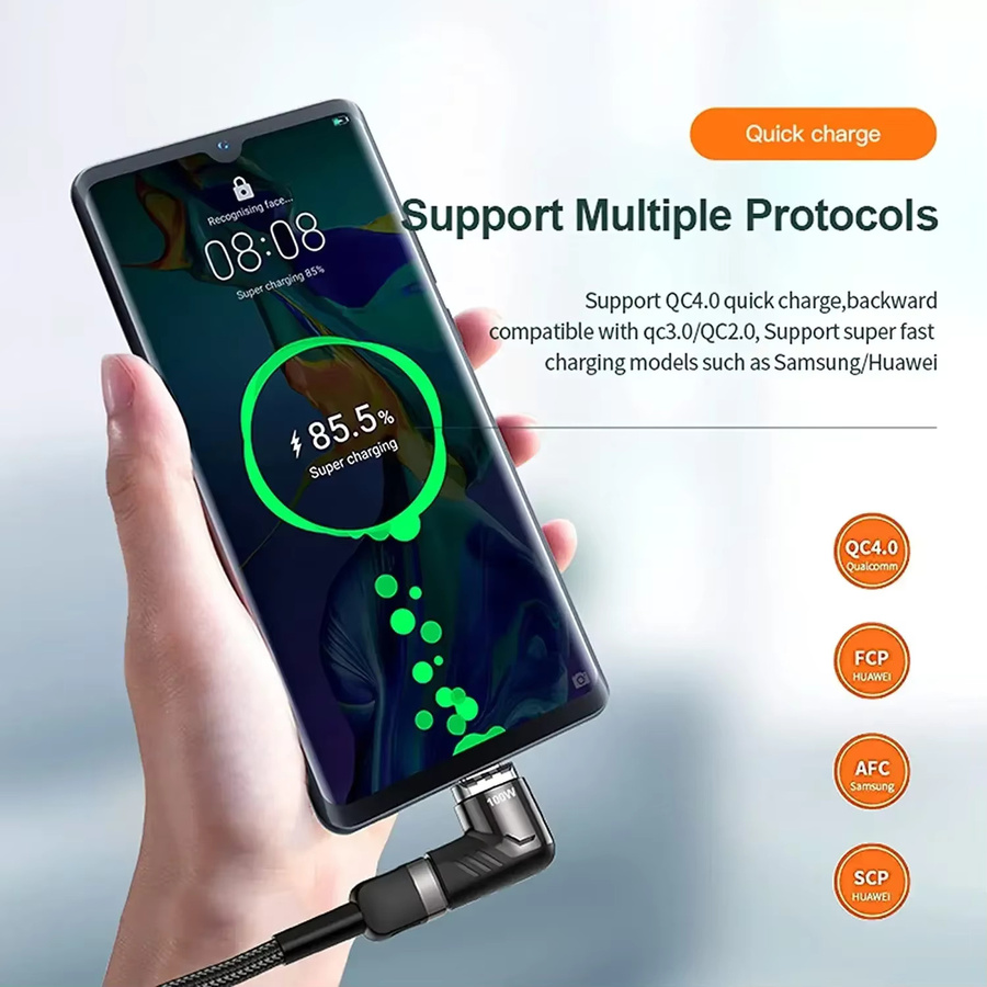 Magnpter Magnetischer USB-C zu Typ-C Adapter für 120W Schnellladung, rechtwinkliger USB-C-Anschluss in Schwarz oder Weiß - Bild 3