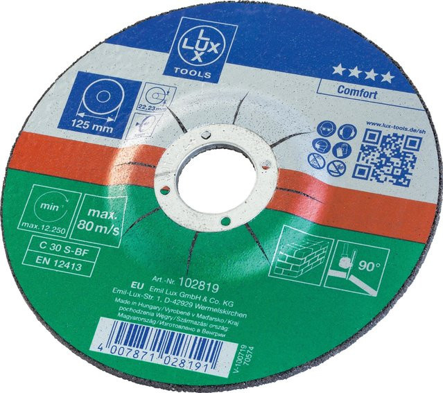 LUX-TOOLS Gewebe-Trennscheibe für Stein, Durchmesser: 125 mm, Multicolour - Bild 1