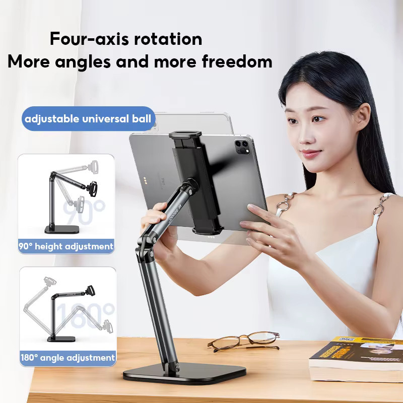Mozhao Tablet und Smartphone Halterung aus Aluminiumlegierung für den Schreibtisch, verstellbarer Desktop Stand für iPad und andere Geräte, Farben: Grau oder Schwarz - Bild 3