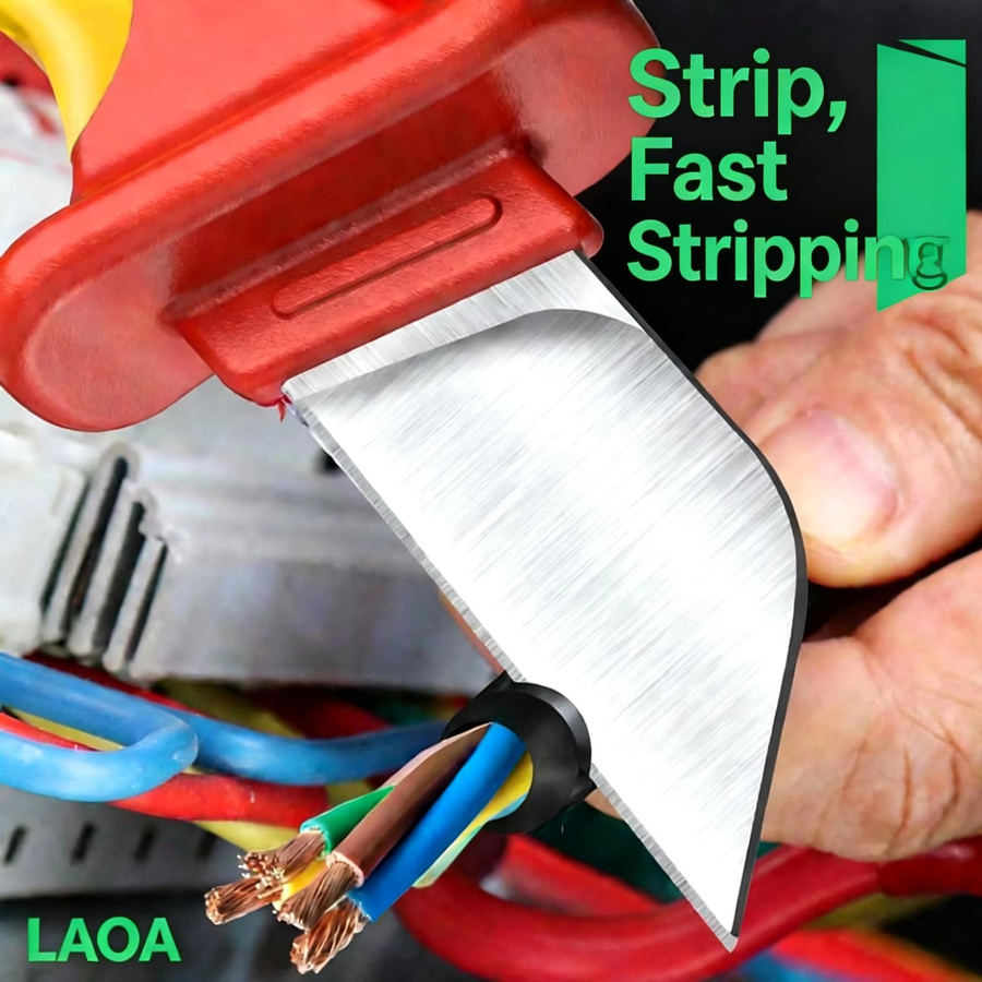 LAOA Isoliertes Elektriker-Messer Spannungsfestes Kabelschneidewerkzeug und Abisolierwerkzeug mit gerader Klinge in Rot - Bild 5