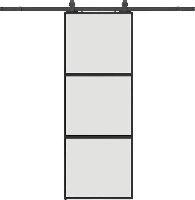 vidaXL Schiebetür aus Hartglas in Schwarz mit Beschlag, modern, B: 76 cm, H: 205 cm - Bild 1