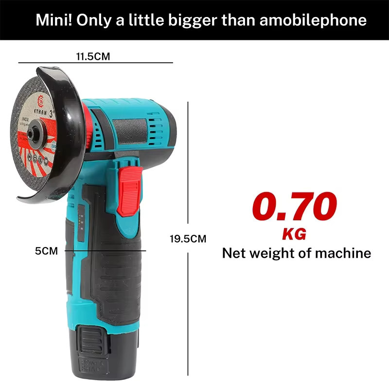 TKKEACE Mini-Winkelschleifer kabellos 12 V mit 19500 U/min in Blau - Bild 6