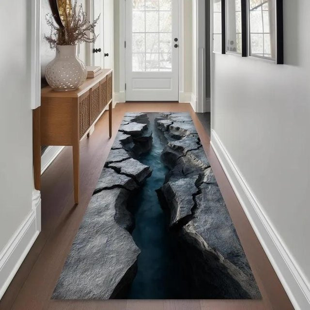 3D Visueller Illusion Läufer Teppich Wasserfall Abgrund Loch für Flur und Eingang Lodestar B/L: 50 x 150 cm - Bild 1