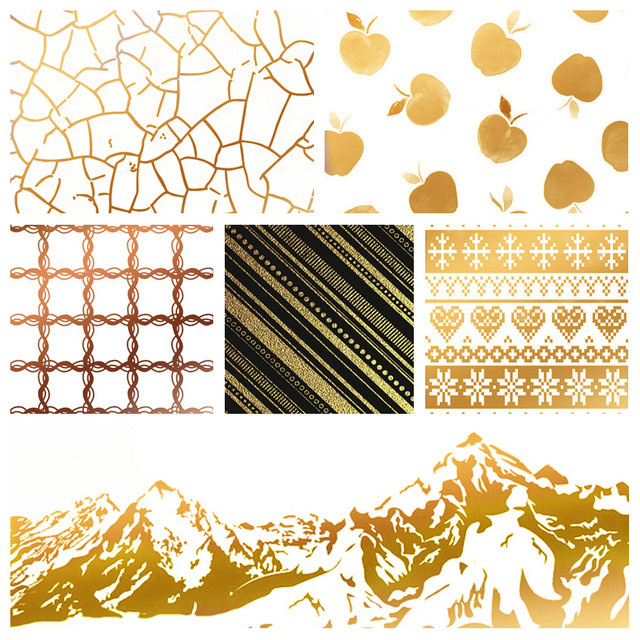 Goldene Heißfolienplatte mit Blumen-Linien-Hintergrund für Scrapbooking und Bastelarbeiten - Bild 1
