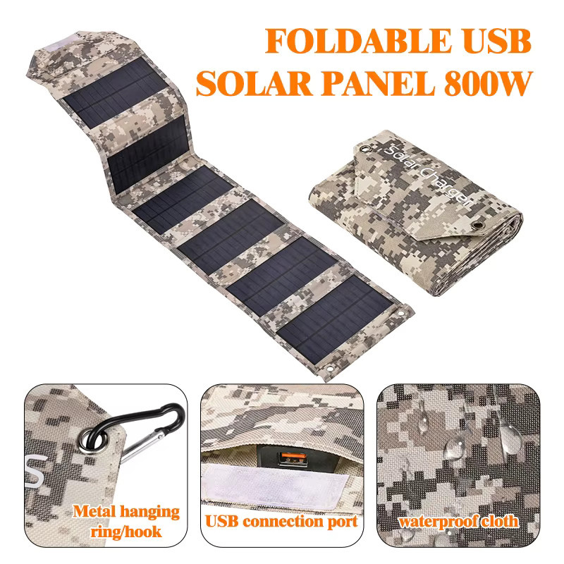 ZRGAE Zusammenklappbares Solarpanel-Solarladegerät mit USB 5 V und Kabel, Tragbare Solar-Powerbank für Outdoor, Camping und Wandern, Mehrfarbig - Bild 4