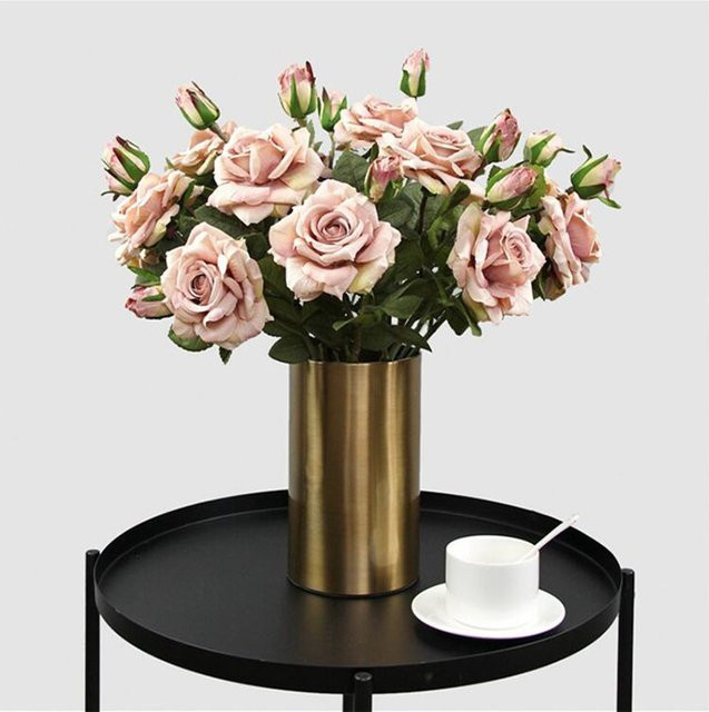 YO CHO Künstlicher Brautstrauß aus Seide mit Rosen in Orange für Hochzeiten und Dekorationen - Bild 1