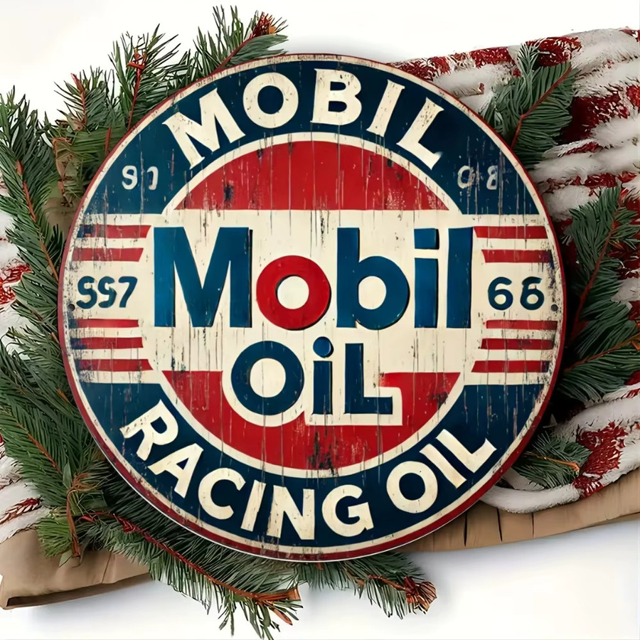 Mobil Racing Vintage Sign Set im Distressed-Look für deine Garage und Wandgestaltung - Bild 2