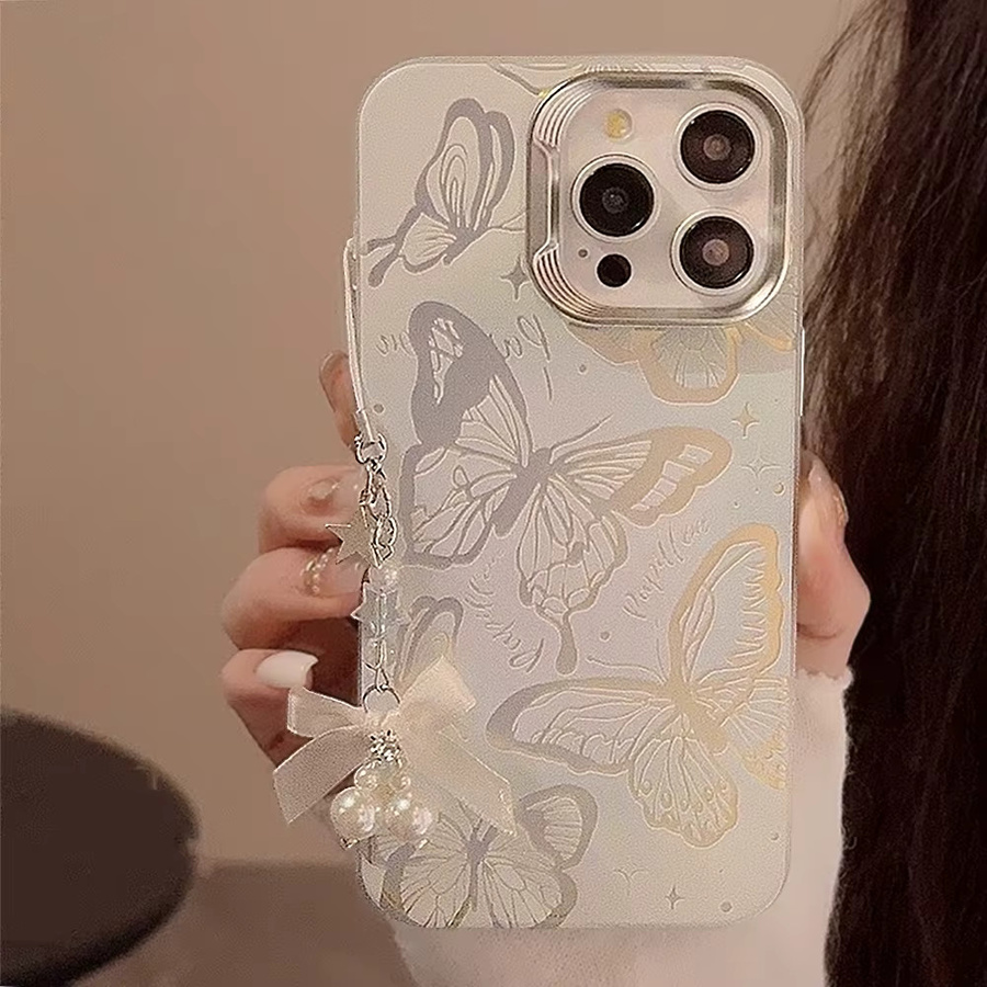 Deluxe Laser Butterfly Handyhülle für Apple iPhone 15 14 Plus 13 12 Pro Max 11 mit Lanyard und Laser Bumper Protector Case - Bild 3
