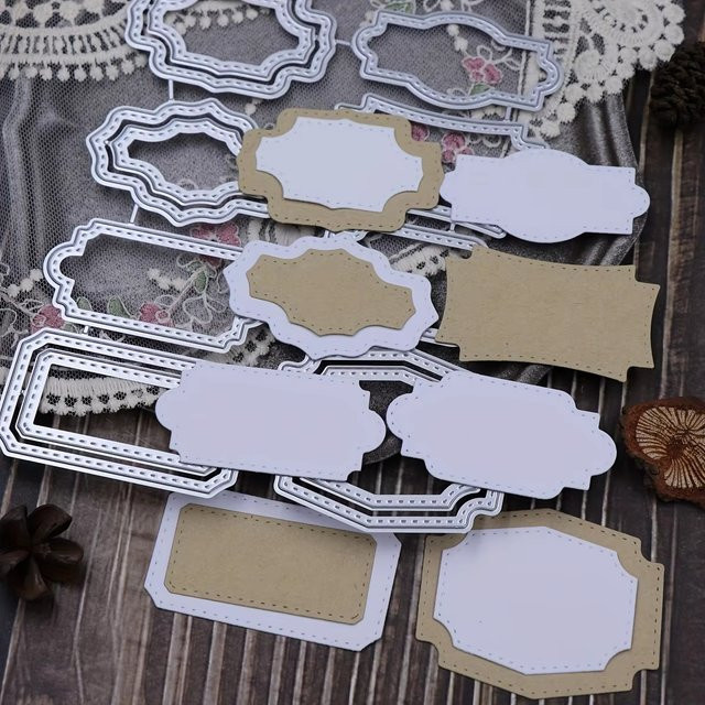 Metall-Stanzformen Multistil-Etikettenrahmen in Silber für DIY Scrapbooking und Kartenherstellung - Bild 1