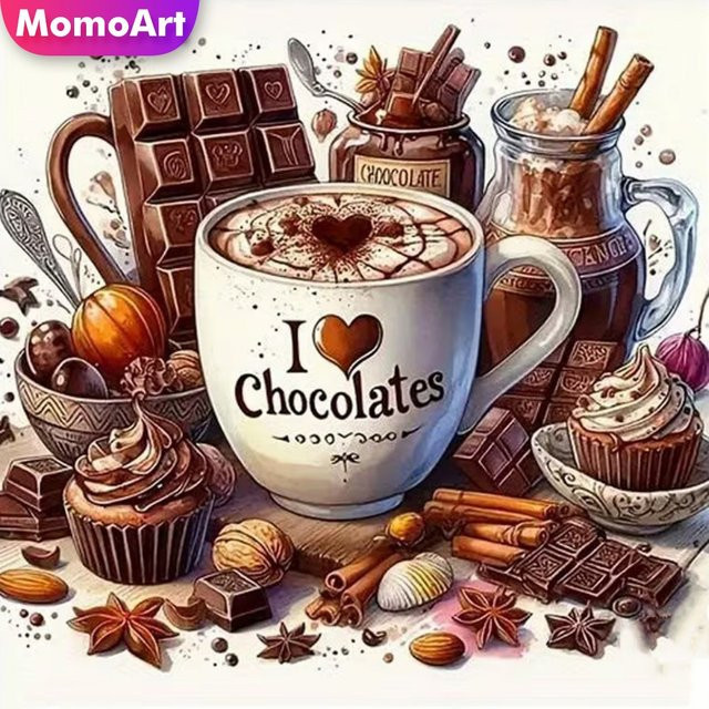 Momoart Diamant-Malerei Schokoladen-Kaffeetasse DIY Kreuzstich-Set mit Mosaik-Motiv, Multicolor, B/H: 20 x 20 cm - Bild 1
