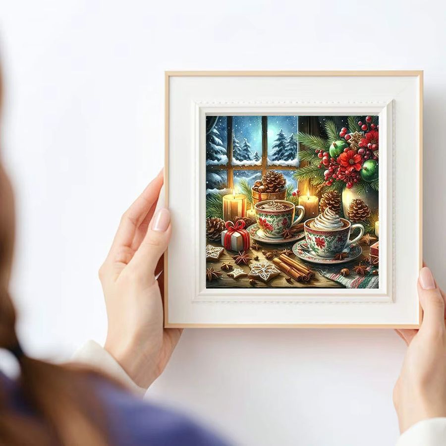 HUACAN Diamant-Malerei Set Winter Gemütliche Szene 5D DIY Mosaik-Kunst mit Full Round Steinen - Bild 3