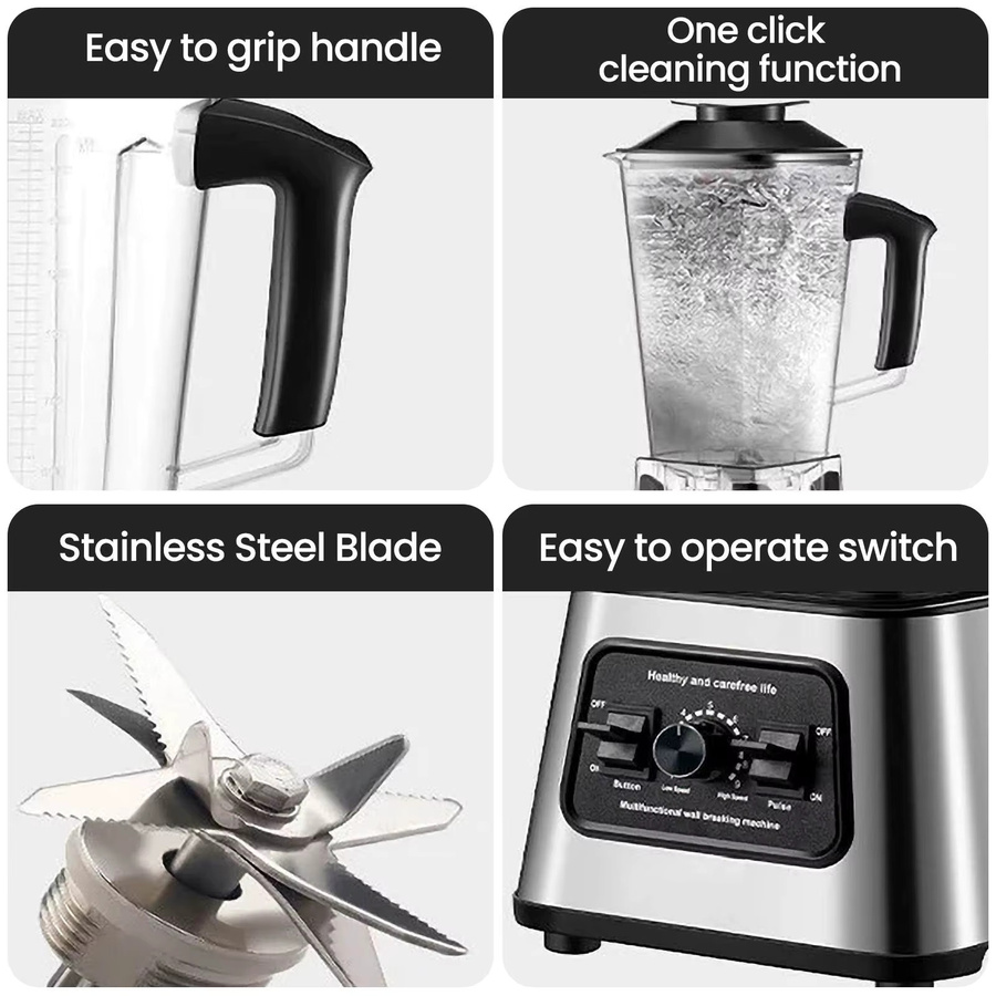 Vremota Standmixer mit 6000W Leistung, Smoothie Maker und Food Processor in Silber, Fassungsvermögen: 2,5 l - Bild 6
