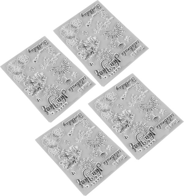 GoolRC 4 Stück Clear Stamps Set in Weiß, transparente dekorative Vorlagen für DIY Scrapbook und Bastelarbeiten - Bild 1