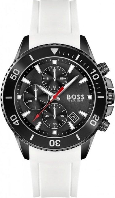 Hugo Boss Chronograph, Edelstahl, Quarz, 45 mm, Herren, weiß, schwarz - Bild 1