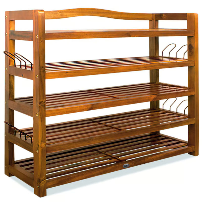 Casaria Schuhregal aus Akazienholz in Braun, B/T/H: 95 x 26 x 82 cm - Bild 2