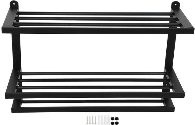 Aimo 3-stöckiges Wandregal aus Aluminium in Schwarz für das Badezimmer als Handtuchhalter und Organizer - Bild 1