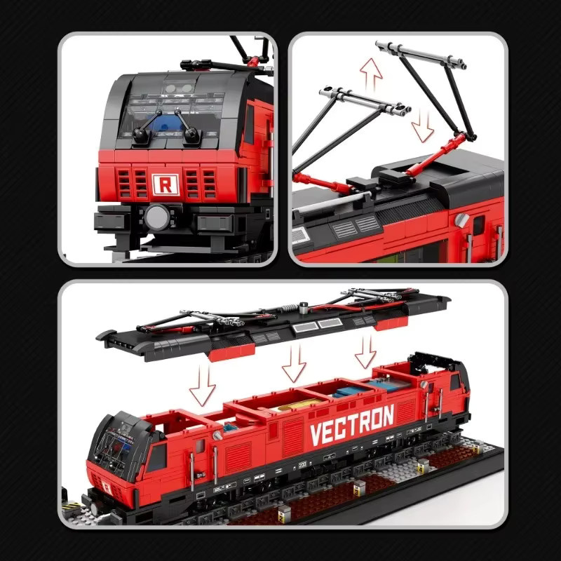 XMWL Vectron Elektrische Passagier Zug Tramway Track Modell, Bausteine, 1889 Teile - Bild 3