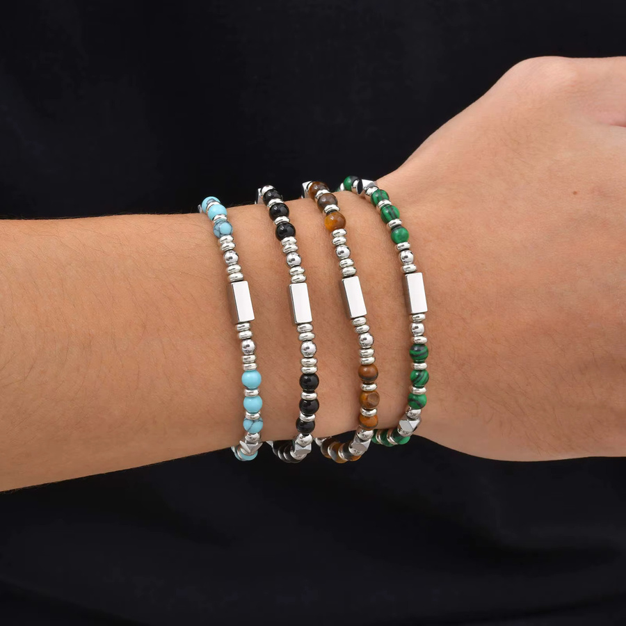 prjewel Armband, Edelstahl, Perle, Tigerauge, Herren - Bild 2