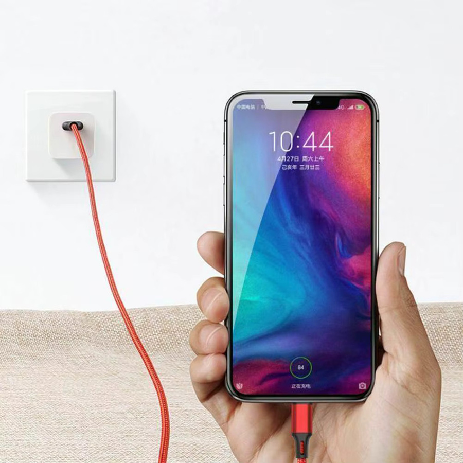 Multifunktionales 2-in-1 USB-C Ladekabel in Rot mit USB-A-Stecker für Typ-C Geräte - Bild 3