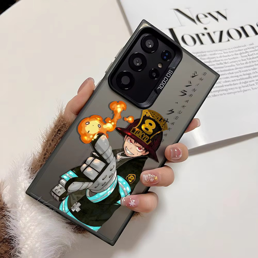 Silberne Silikon Handyhülle im Japan Anime Fire Force Design für Samsung Galaxy S25 Edge S24 S23 S22 S21 S20 Ultra - Bild 2