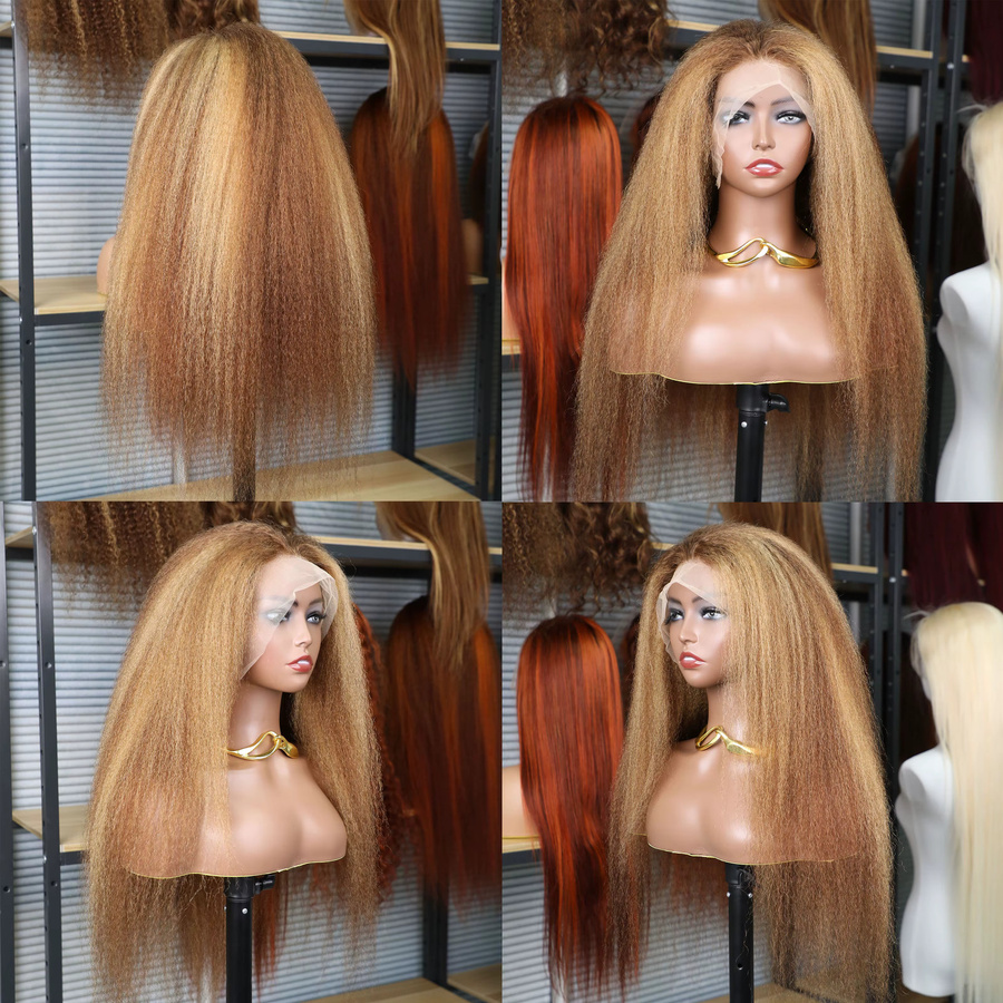 Doralia Kinky Straight Perücke, Yaki Straight, 38 Zoll, 220% Dichte, Highlight 4/27 - Bild 4