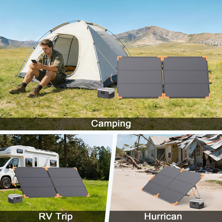 MHPOWOS 100W Bifaziales Solarpanel in Schwarz, faltbares Solarladegerät mit 20V für Powerstation, Wohnmobil und Camping - Bild 2