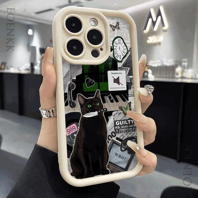 Stoßfeste Softcover Schutzhülle mit lustigem Cartoon-Katzen-Druck für Xiaomi Redmi Note 14 13 12 11 10 9 8 7 Pro Plus 4G 5G in Schwarz und Mehrfarbig - Bild 1