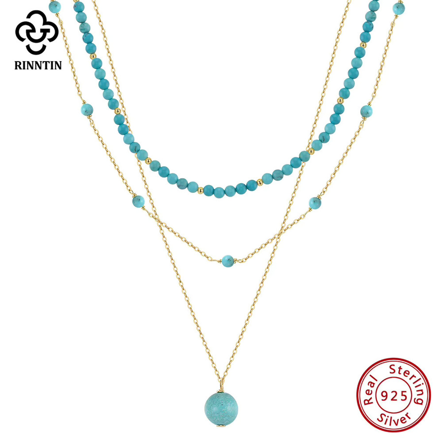 Rinntin Choker Halskette 925 Silber, Türkis, Damen - Bild 2