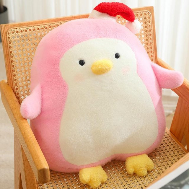 Pinguin Puppe Plüschtier, Weihnachtsmütze, rosa, 50cm - Bild 1