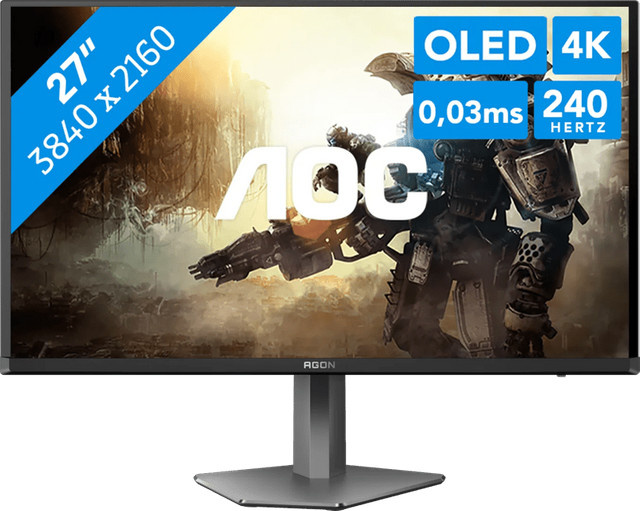 AOC AGON Pro AG276UZD QD-OLED Gaming-Monitor 26.5 Zoll UHD 4K 240Hz Schwarz-Silber - Bild 2