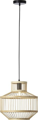 Brilliant Pendelleuchte Teva aus Bambus in Schwarz und Natur, 1-flammig, E27, Durchmesser: 35 cm, höhenverstellbar - Bild 1