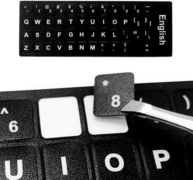 Schwarze Tastatur-Aufkleber für Laptop und Notebook mit englischem Tastaturlayout - Bild 1